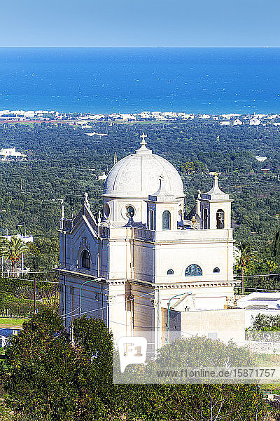 Church of Madonna della Grata near Ostuni with the sea in the background Ostuni Apulia Italy Europe
