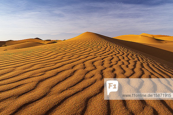 Wellen in Sanddünen  Wüste Sahara  Marokko  Nordafrika  Afrika