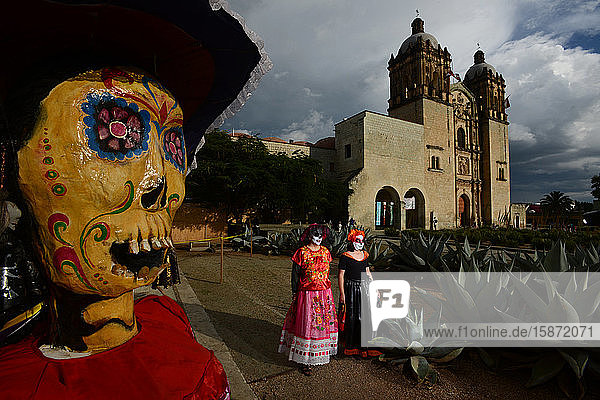 People participating in comparsas (street dances) during the Day of The Dead Celebration  Oaxaca City  Oaxaca  Mexico  North America