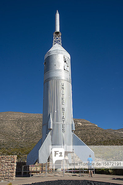 Freiluftausstellung mit Rakete Little Joe 2 im New Mexico Museum of Space History  Alamogordo  New Mexico  Vereinigte Staaten von Amerika  Nordamerika