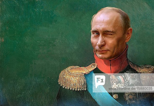 Illustration Putin as tsar winks