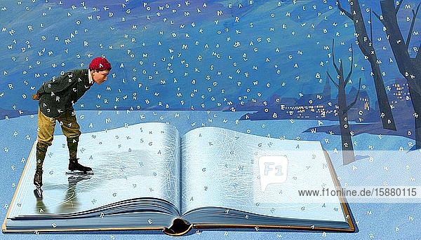 Illustration reading in winter
