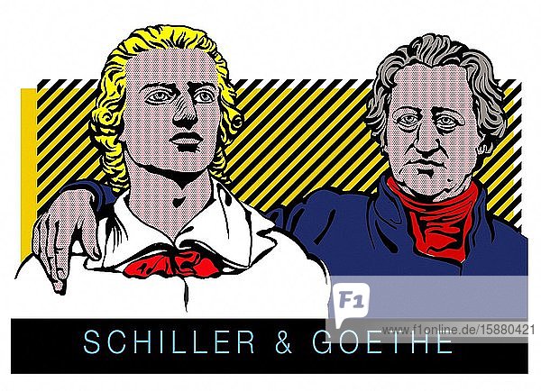 Illustration portraits of Schiller and Goethe