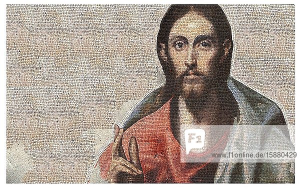Illustration mosaic representing the portrait of Jesus