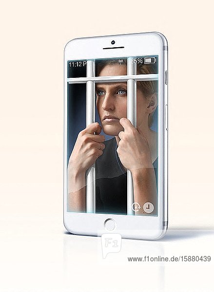 Illustration woman slave of the smartphone