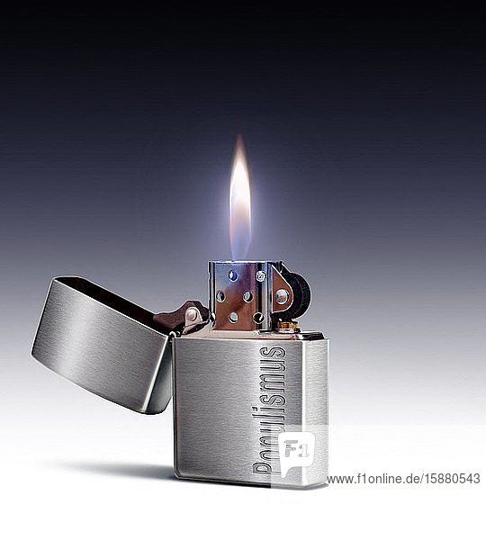 Illustration populism Marlboro branded cigarette lighter by Zippo