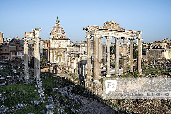 Italy  Rome  Roman Forum and Temple of Vespasian and Titus