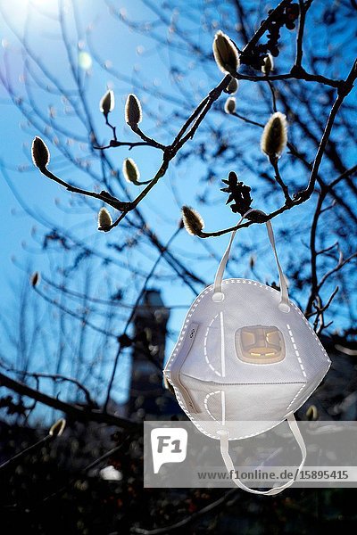Hanging on the branches of masks