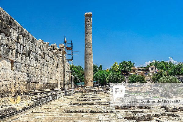 Didyma Turkey - 2019-07-20. Broken Columns in the Temple of Apollo at Didyma Turkey on a sunny summer day.