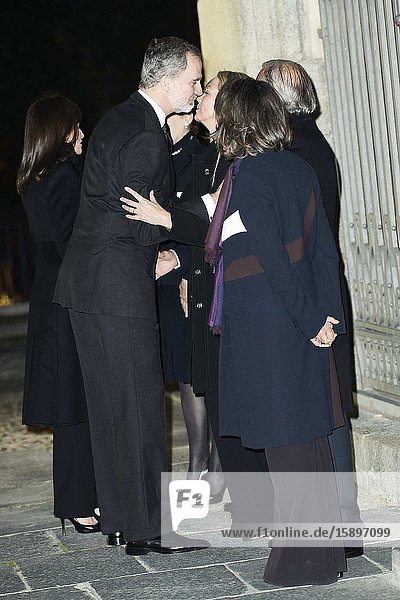 King Felipe VI of Spain Queen Letizia of Spain attends Placido Arango’s Mass Funeral at Los Jeronimos church on March 4 2020 in Madrid Spain