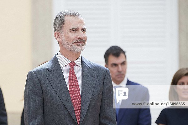 King Felipe VI of Spain attends 38th edition of the school contest ‘What is a King for you?’ at El Pardo Royal Palace on March 9 2020 in Madrid Spain