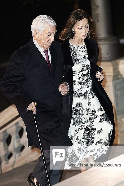 Mario Vargas Llosa Isabel Preysler attends Placido Arango’s Mass Funeral at Los Jeronimos church on March 4 2020 in Madrid Spain