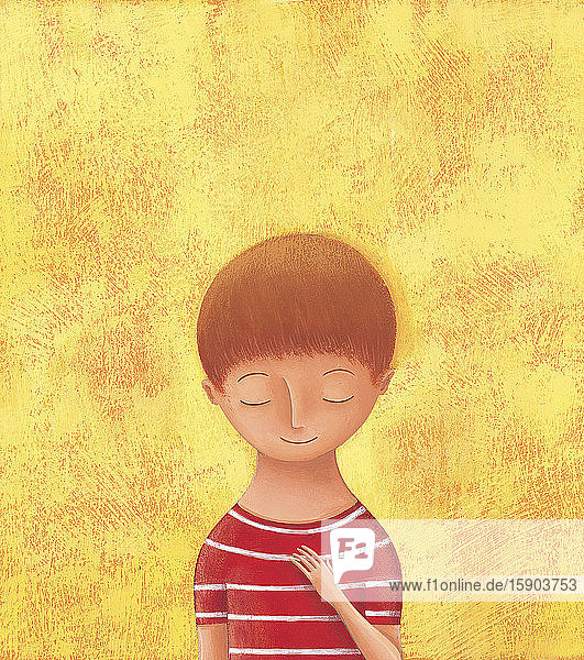 Porträt eines kleinen Jungen mit geschlossenen Augen