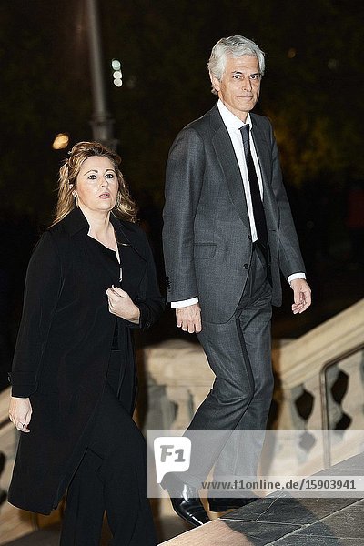 Adolfo Suarez Yllana Isabel Flores Santos-Suarez attends Placido Arango’s Mass Funeral at Los Jeronimos church on March 4 2020 in Madrid Spain