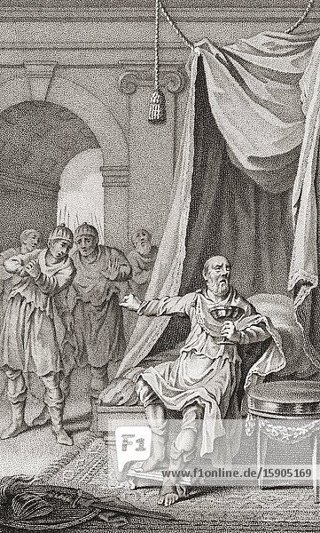 Hannibal commits suicide. Hannibal Barca 247-circa 183 BC. The true circumstances of Hannibal's death are unknown. Suicide by poison is one theory. It is thought that during his stay in Bithynia he was about to be handed over to the Romans but preferred to take poison.