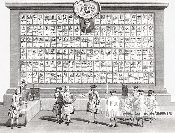 The English masonic lodges in London and provincial areas c. 1730.