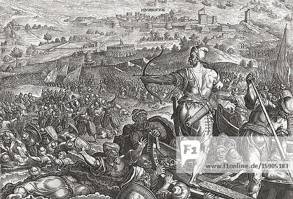 The forces of Cosimo I de Medici defeat the Ottomans and French at Piombino Italy in 1555.