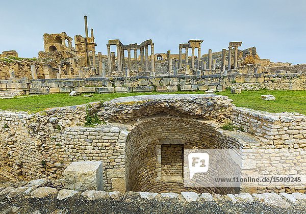 Theatre. Dougga Roman city ruins. Tunisia.