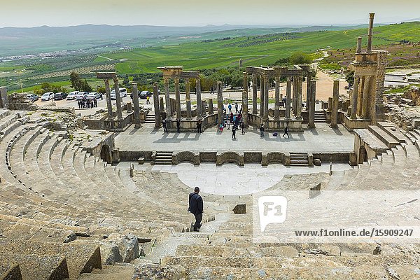 Theatre. Dougga Roman city ruins. Tunisia.