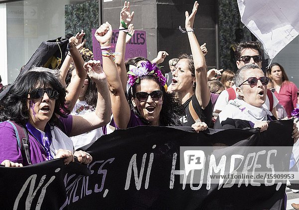 Las Palmas Gran Canaria Canary Islands Spain. 8th March 2020. Thousands turn out for International Women's day march in Las Palmas the capital of Gran Canaria.