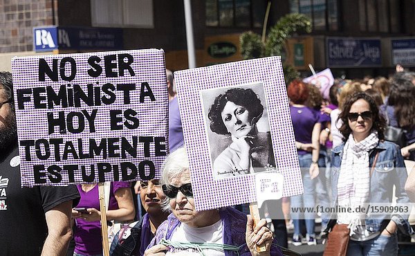 Las Palmas Gran Canaria Canary Islands Spain. 8th March 2020. Thousands turn out for International Women's day march in Las Palmas the capital of Gran Canaria.