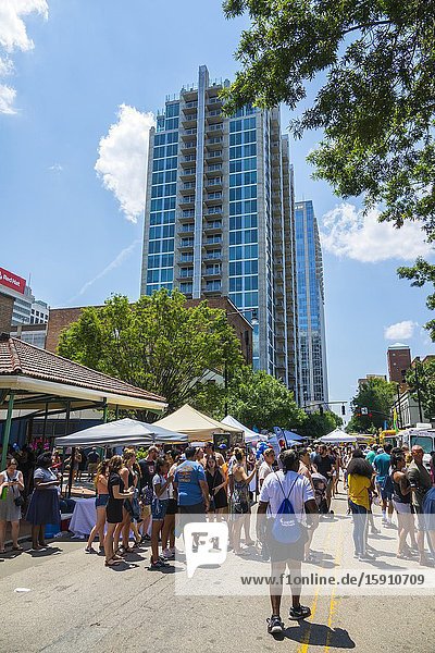 City market downtown shopping district in Raleigh a city in NC North Carolina and current state capitol capital statehouse.