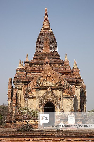 A temple  Old Bagan and Nyaung U village area  Mandalay region  Myanmar  Asia.