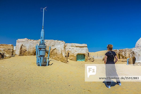 Star Wars filming location. Sahara desert close to Tozeur city. Tunisia Africa.