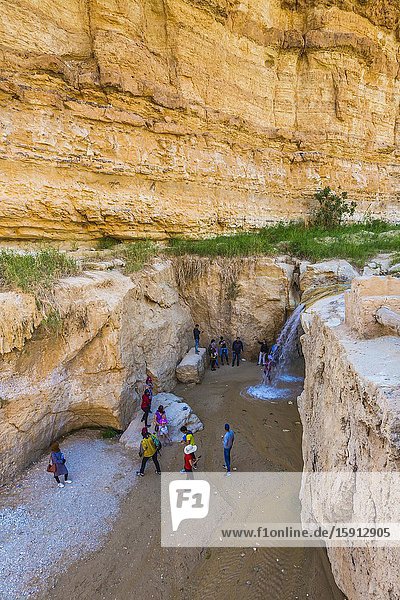 People in Mountain oasis. Tamerza. Tunisia Africa.