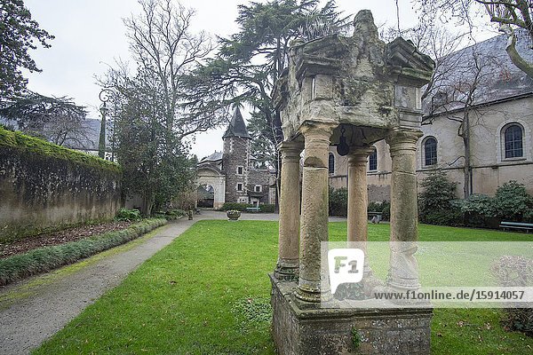 Angers - a city in the west of France the Loire Valley on December 27 2019: The former St Jean now Jean Lurcat museum and gardens.