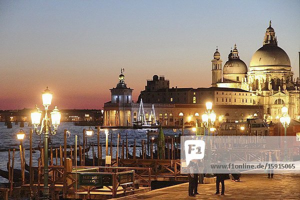 Sunset in the Grand Canal Santa Maria della Salute Venice Italy.