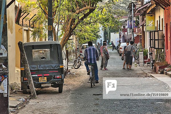 Street scene Fort Cochin Fort Kochi Kerala India.