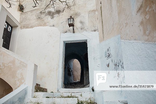 Street in Pyrgos Santorini Greece.