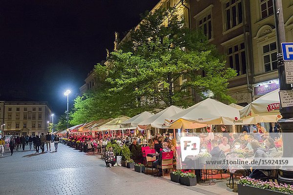 Restaurants Krakow Stare Miasto Old Town Square Poland European Union Eastern Europe City.