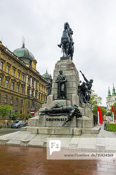 Grunwald Monument Matejko Square Krakow Poland Old Town Lithuanian Army Teutonic Knights.