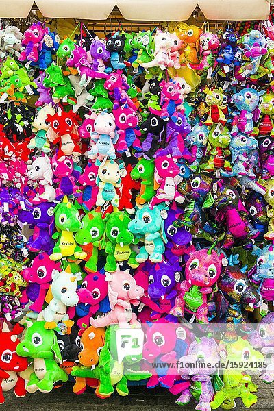 Souvenirs Stuffed Animals Cloth Hall Interior Old Main Square Krakow Poland Europe EU.