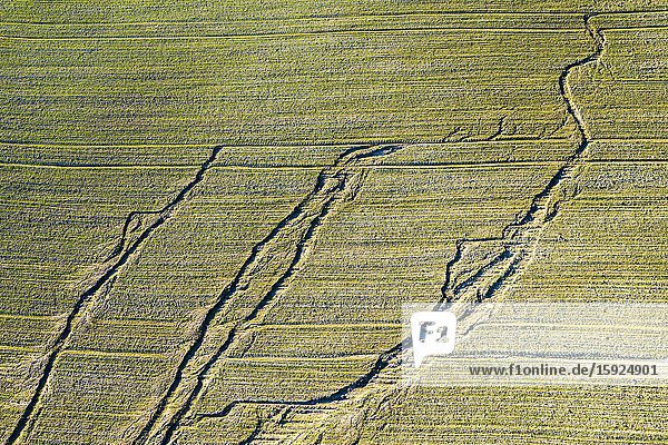 Agricultural landscape. Aerial view. Aranarache area. Navarre Spain Europe.