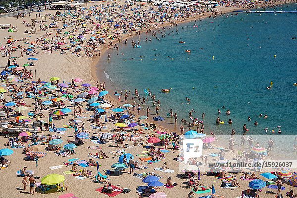 The Tossa beach, Tossa de Mar, Costa Brava, Catalonia, Spain, Europe