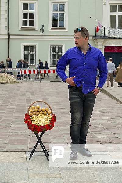 Oscypki smoked goat cheese for sale Krakow Poland Europe EU Slovak Tatra Mountains.