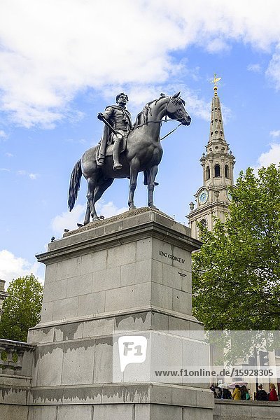King George IV Statue Trafalgar Square London England United Kingdom Capital River Thames UK Europe EU.