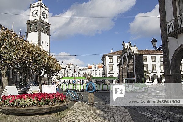 Sao Sebastiao cathedral in Ponta Delgada Sao Miguel island Azores Portugal on January 12 2018.