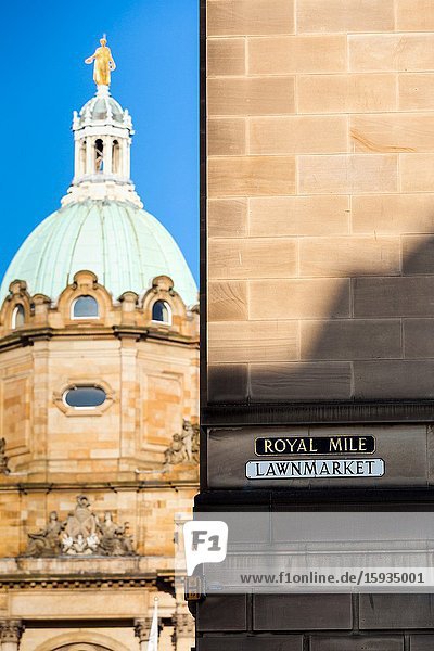 Royal mile sign edinburgh scotland uk.