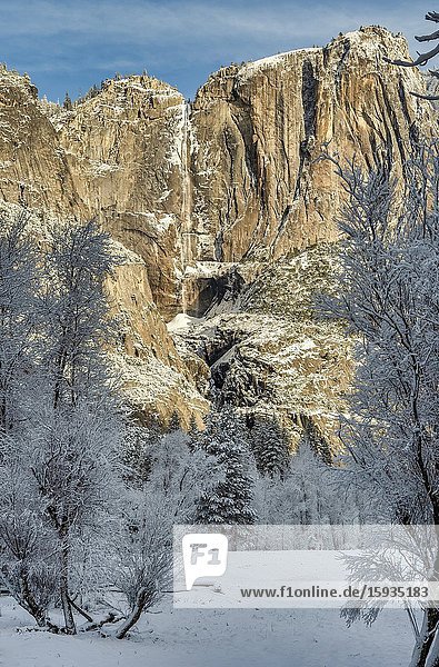 Yosemite Falls in Winter Yosemite National Park CA USA World Location.