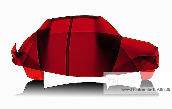 Rotes Auto aus transparentem Faltpapier