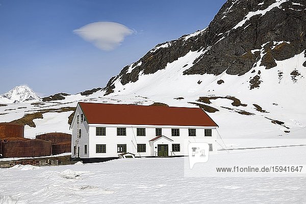 Gebäude des British Antarctic Survey  ehemalige Walfangstation Grytviken  Südgeorgien  Südgeorgien und die Sandwich-Inseln  Antarktis  Antarktika