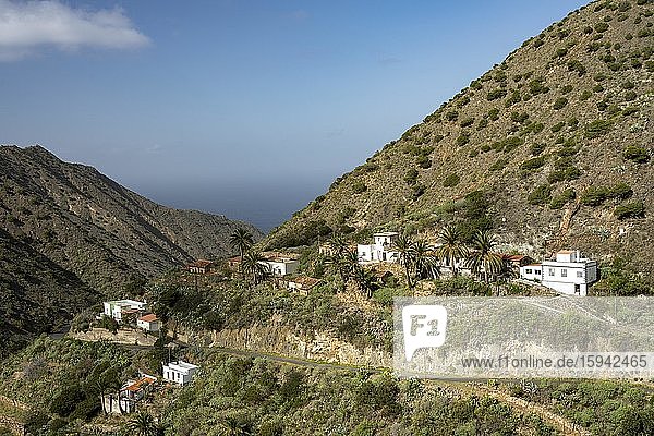 Old mountain village with white houses; La Gomera; Canary Islands; Spain