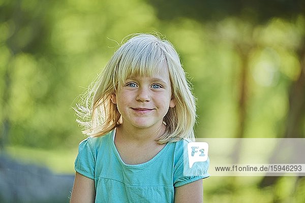 Portrait of a little girl  smiling  Bavaria  Germany  Europe