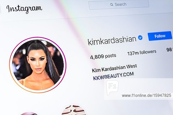 Offizielle Instagram Seite von Kim Kardashian Influenzer @kimkardashian Bildschirmfoto Detail