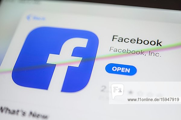 Facebook App Soziales Netzwerk App-Icon Bildschirmfoto Smartphone Detail formatfüllend