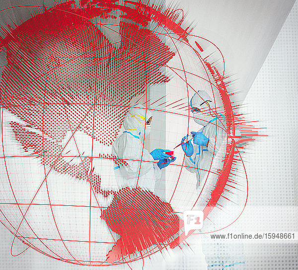 Forscher  die hinter dem Globus des Pandemieausbruchs arbeiten